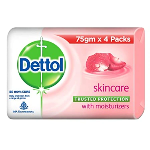 Dettol Skincare Germ Protection Bathing Soap bar, 75gm (Pack of 4) - 300 gm